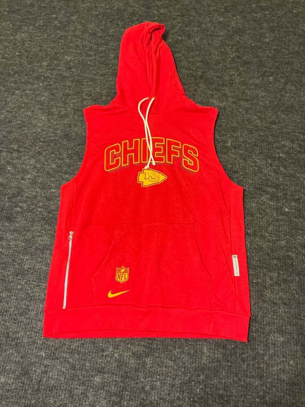 Nike Kansas City Chiefs Standard Dri-FIT Sleeveless Hoodie Mens Size Large Red